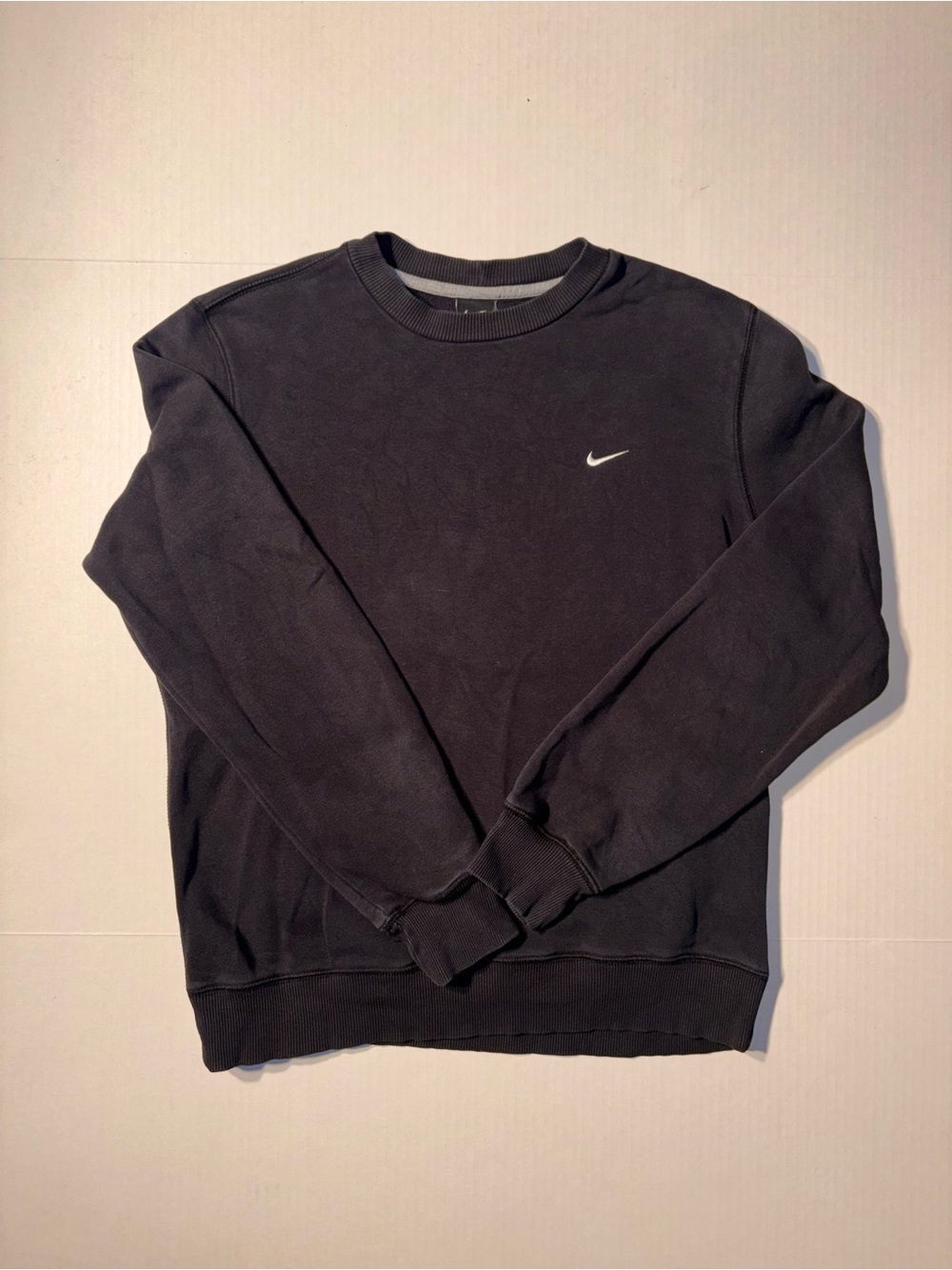 Vtg Nike Embroidered Check Swoosh Y2K Black Pullover Crewneck Sweatshirt Sz M